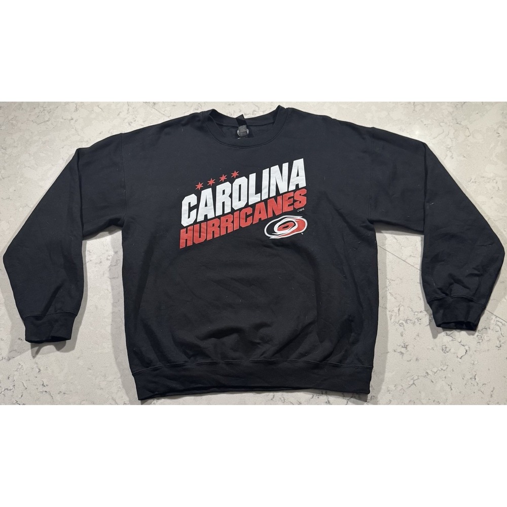 Carolina Hurricanes NHL Blue 84 Sweatshirt Large Black Gildan Softstyle Fleece